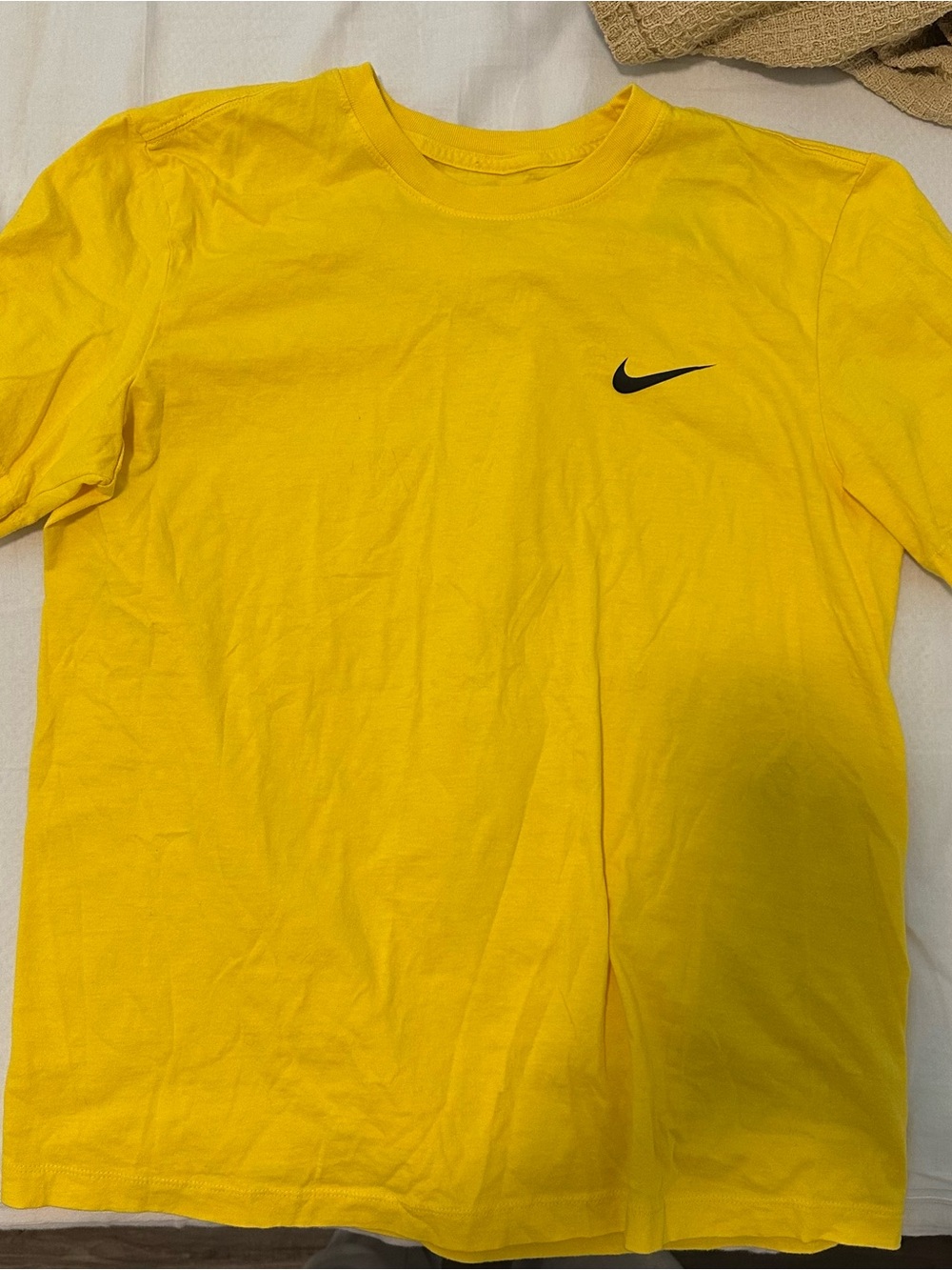 Nike Yellow Short-Sleeve Tee with Black Swoosh